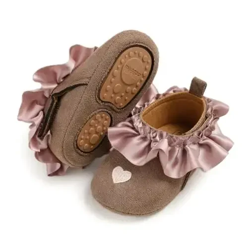 WILLFUN Baby Girls Mary Jane Flats Floral Princess Dress Crib Shoes Non-Slip for Toddler First Walkers - 4