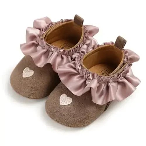 WILLFUN Baby Girls Mary Jane Flats Floral Princess Dress Crib Shoes Non-Slip for Toddler First Walkers - 5