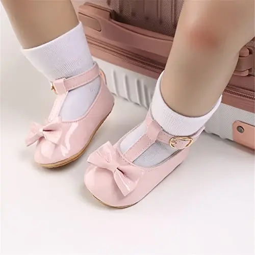 WILLFUN Baby Girls Mary Jane Flats Floral Princess Dress Crib Shoes Non-Slip for Toddler First Walkers - 3