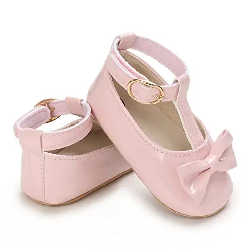 WILLFUN Baby Girls Mary Jane Flats Floral Princess Dress Crib Shoes Non-Slip for Toddler First Walkers - 6