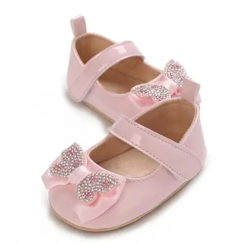 WILLFUN Baby Girls Mary Jane Flats Floral Princess Dress Crib Shoes Non-Slip for Toddler First Walkers - 5