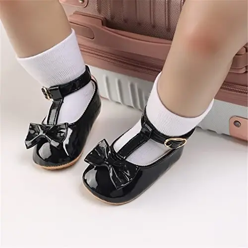 WILLFUN Baby Girls Mary Jane Flats Floral Princess Dress Crib Shoes Non-Slip for Toddler First Walkers - 3