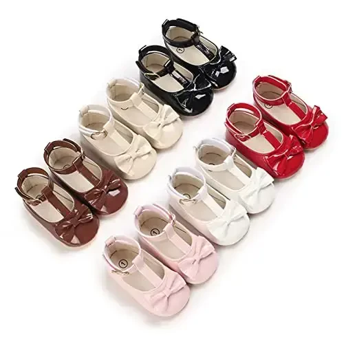 WILLFUN Baby Girls Mary Jane Flats Floral Princess Dress Crib Shoes Non-Slip for Toddler First Walkers - 2