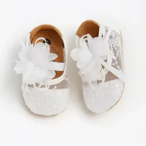 WILLFUN Baby Girls Mary Jane Flats Floral Princess Dress Crib Shoes Non-Slip for Toddler First Walkers - 5