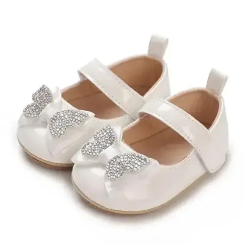 WILLFUN Baby Girls Mary Jane Flats Floral Princess Dress Crib Shoes Non-Slip for Toddler First Walkers - 7