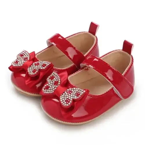 WILLFUN Baby Girls Mary Jane Flats Floral Princess Dress Crib Shoes Non-Slip for Toddler First Walkers - 4