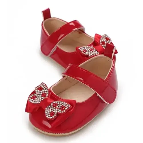 WILLFUN Baby Girls Mary Jane Flats Floral Princess Dress Crib Shoes Non-Slip for Toddler First Walkers - 5