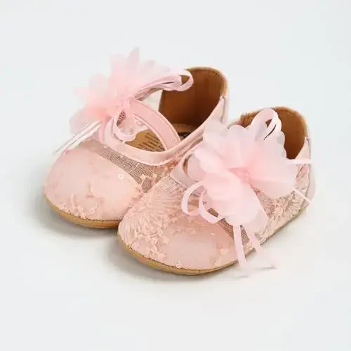 WILLFUN Baby Girls Mary Jane Flats Floral Princess Dress Crib Shoes Non-Slip for Toddler First Walkers - 4