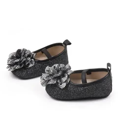 WILLFUN Baby Girls Mary Jane Flats Floral Princess Dress Crib Shoes Non-Slip for Toddler First Walkers - 6