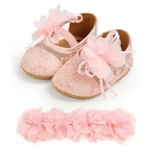 WILLFUN Baby Girls Mary Jane Flats Floral Princess Dress Crib Shoes Non-Slip for Toddler First Walkers - 3