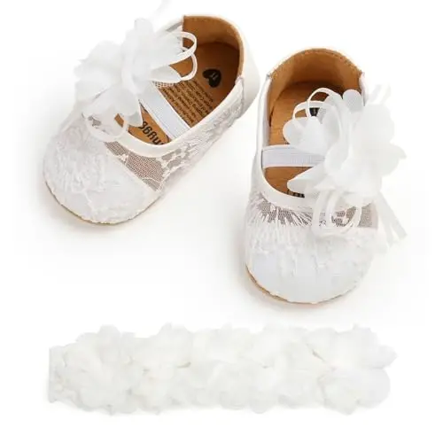 WILLFUN Baby Girls Mary Jane Flats Floral Princess Dress Crib Shoes Non-Slip for Toddler First Walkers - 5