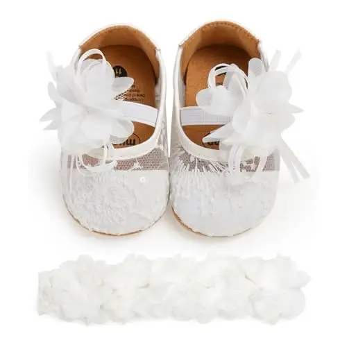WILLFUN Baby Girls Mary Jane Flats Floral Princess Dress Crib Shoes Toddler İlk Yuruvchilar uchun sirpanmaydigan - 3