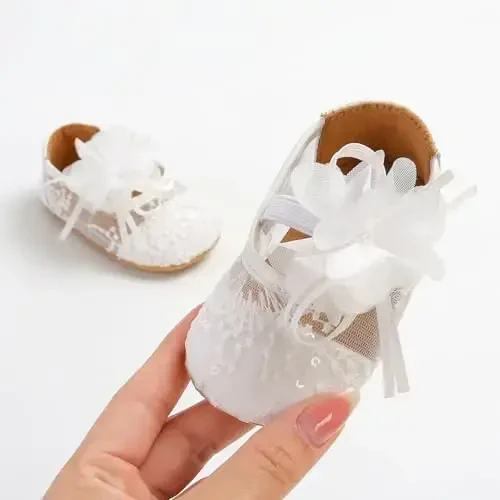 WILLFUN Baby Girls Mary Jane Flats Floral Princess Dress Crib Shoes Toddler uchun sirpanmaydigan birinchi qadam poyabzallari - 7