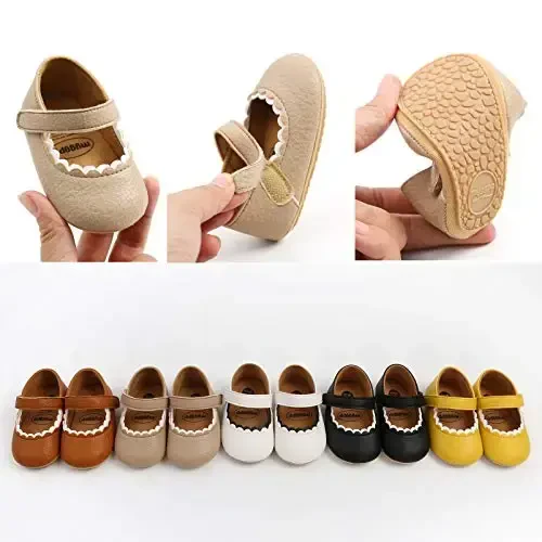 WILLFUN Baby Girls Mary Jane Flats Floral Princess Dress Crib Shoes Toddler uchun Sirpanmaydigan Birinchi Yuruvchilar uchun - 6