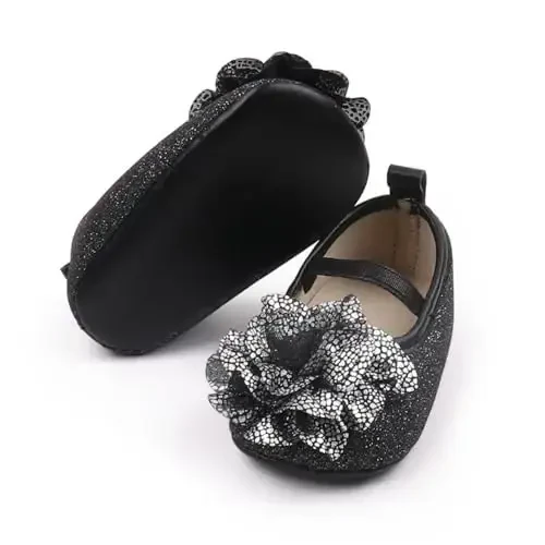 WILLFUN Baby Girls Mary Jane Flats Floral Princess Dress Crib Shoes Toddler uchun Sirpanmaydigan Birinchi Yuruvchilar uchun - 3