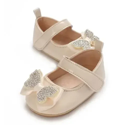 WILLFUN Baby Girls Mary Jane Flats Floral Princess Dress Crib Shoes Non-Slip for Toddler First Walkers - 7