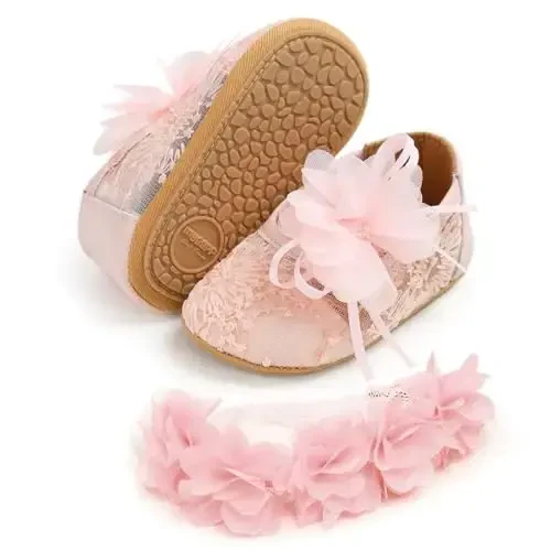 WILLFUN Baby Girls Mary Jane Flats Floral Princess Liboslari Beshik Poyabzallari Toy Bolalar uchun Sirpanmaydigan Birinchi Yuruvchilar - WILLFUN (1)