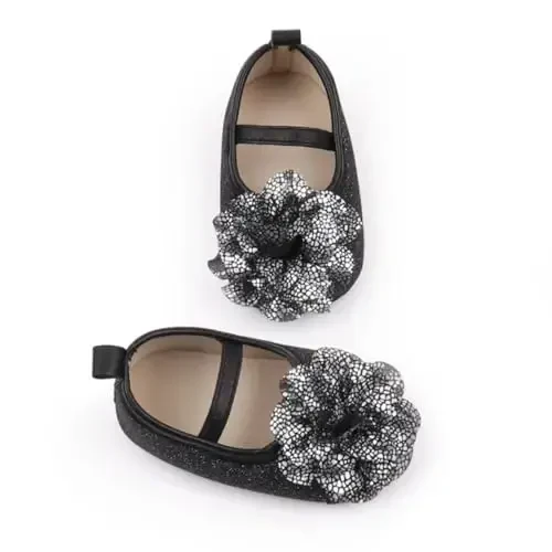 WILLFUN Baby Girls Mary Jane Flats Floral Princess Dress Crib Shoes Non-Slip for Toddler First Walkers - 5
