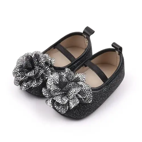 WILLFUN Baby Girls Mary Jane Flats Floral Princess Dress Crib Shoes Non-Slip for Toddler First Walkers - 4