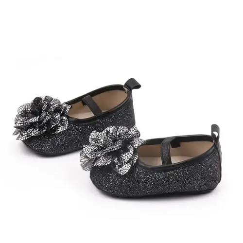 WILLFUN Baby Girls Mary Jane Flats Floral Princess Dress Crib Shoes Non-Slip for Toddler First Walkers - 6