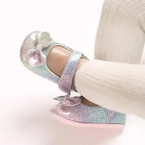 WILLFUN Baby Girls Mary Jane Flats Floral Princess Dress Crib Shoes Non-Slip for Toddler First Walkers - 2