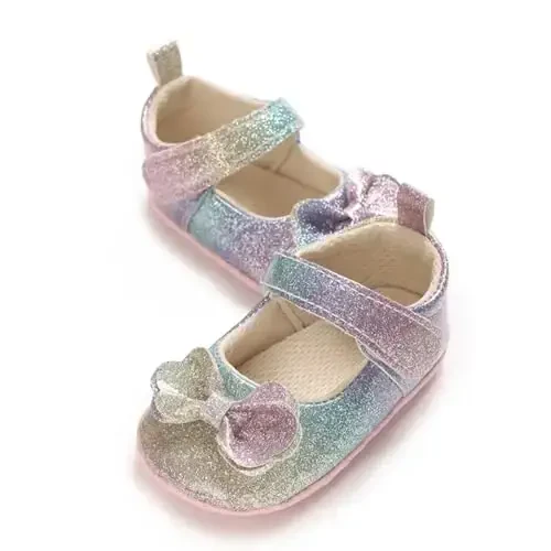 WILLFUN Baby Girls Mary Jane Flats Floral Princess Dress Crib Shoes Non-Slip for Toddler First Walkers - 4