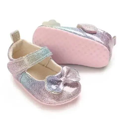 WILLFUN Baby Girls Mary Jane Flats Floral Princess Dress Crib Shoes Non-Slip for Toddler First Walkers 