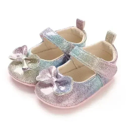 WILLFUN Baby Girls Mary Jane Flats Floral Princess Dress Crib Shoes Non-Slip for Toddler First Walkers - 3