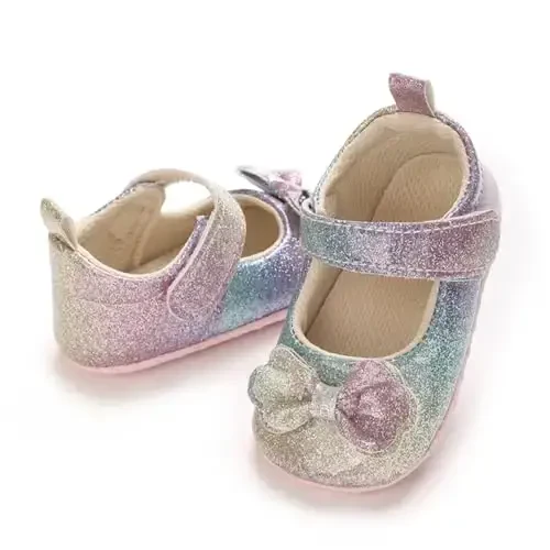 WILLFUN Baby Girls Mary Jane Flats Floral Princess Dress Crib Shoes Non-Slip for Toddler First Walkers - 5