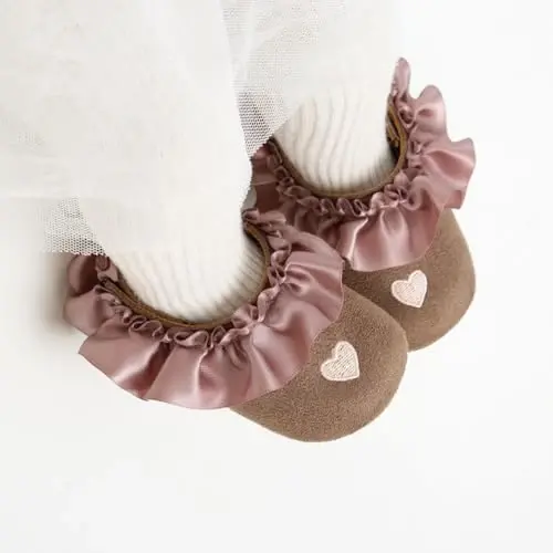 WILLFUN Baby Girls Mary Jane Flats Floral Princess Dress Crib Shoes Non-Slip for Toddler First Walkers - 3