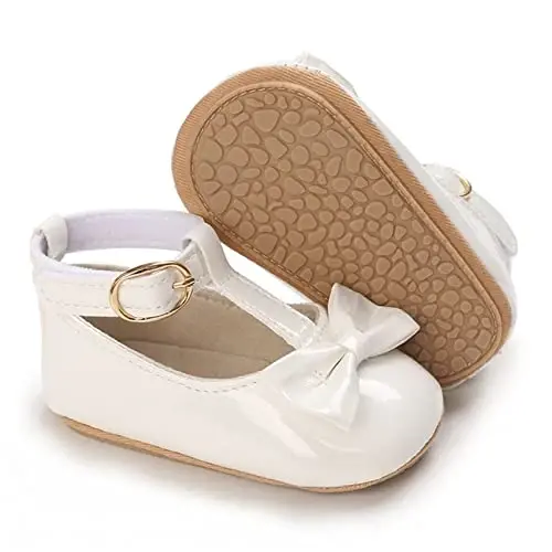 WILLFUN Baby Girls Mary Jane Flats Floral Princess Dress Crib Shoes Non-Slip for Toddler First Walkers - 1