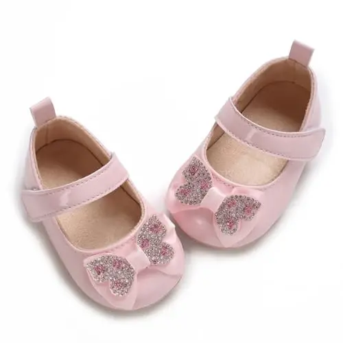 WILLFUN Baby Girls Mary Jane Flats Floral Princess Dress Crib Shoes Non-Slip for Toddler First Walkers - 7