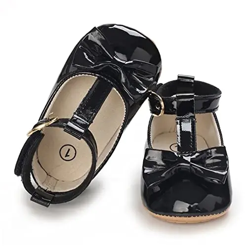 WILLFUN Baby Girls Mary Jane Flats Floral Princess Dress Crib Shoes Non-Slip for Toddler First Walkers - 5