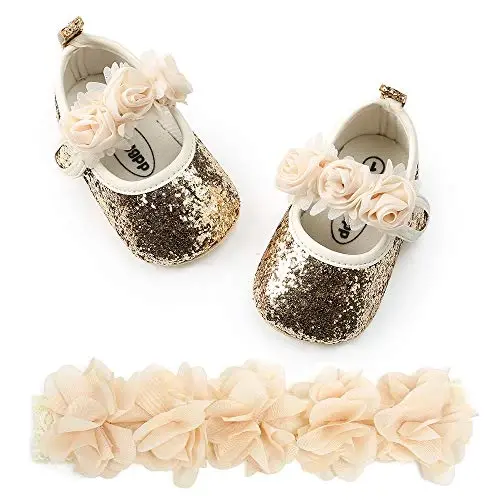 WILLFUN Baby Girls Mary Jane Flats Floral Princess Dress Crib Shoes Non-Slip for Toddler First Walkers - 5