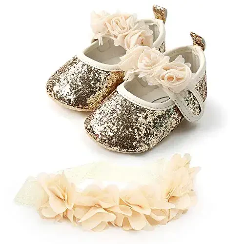 WILLFUN Baby Girls Mary Jane Flats Floral Princess Dress Crib Shoes Non-Slip for Toddler First Walkers - 3
