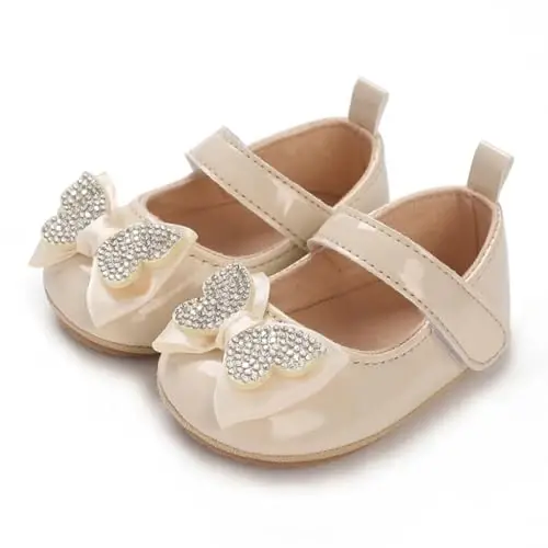 WILLFUN Baby Girls Mary Jane Flats Floral Princess Dress Crib Shoes Non-Slip for Toddler First Walkers - 4