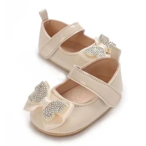 WILLFUN Baby Girls Mary Jane Flats Floral Princess Dress Crib Shoes Non-Slip for Toddler First Walkers - 7