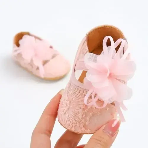 WILLFUN Baby Girls Mary Jane Flats Floral Princess Dress Crib Shoes Non-Slip for Toddler First Walkers - 7