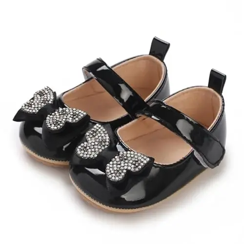 WILLFUN Baby Girls Mary Jane Flats Floral Princess Dress Crib Shoes Non-Slip for Toddler First Walkers - 4