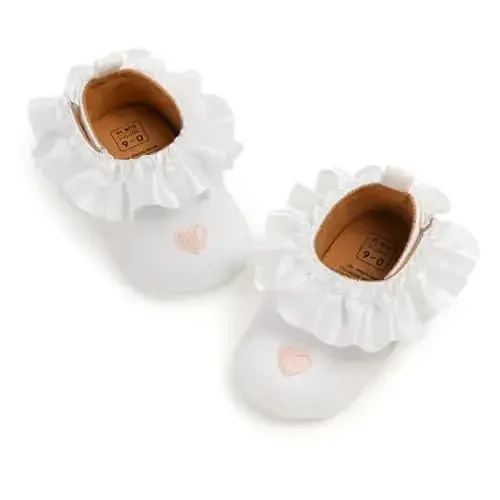 WILLFUN Baby Girls Mary Jane Flats Floral Princess Dress Crib Shoes Non-Slip for Toddler First Walkers 