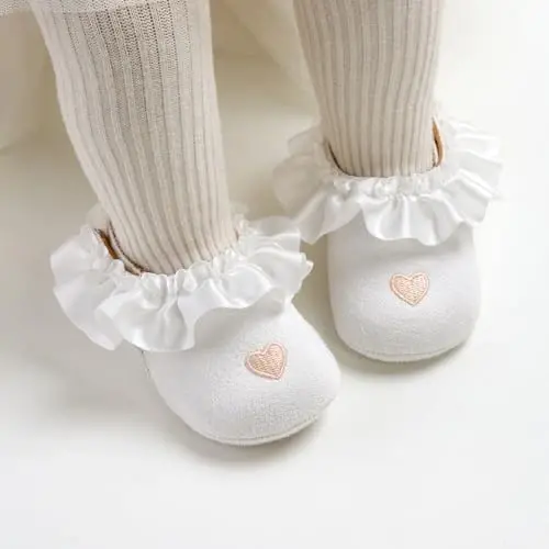 WILLFUN Baby Girls Mary Jane Flats Floral Princess Dress Crib Shoes Non-Slip for Toddler First Walkers - 3