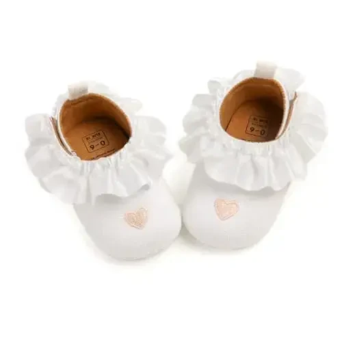 WILLFUN Baby Girls Mary Jane Flats Floral Princess Dress Crib Shoes Non-Slip for Toddler First Walkers - 6