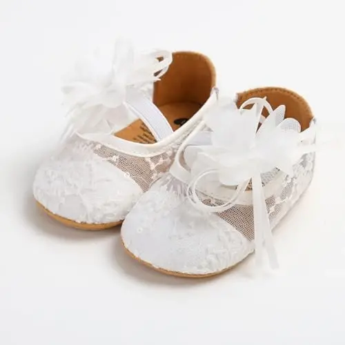 WILLFUN Baby Girls Mary Jane Flats Floral Princess Dress Crib Shoes Non-Slip for Toddler First Walkers - 4