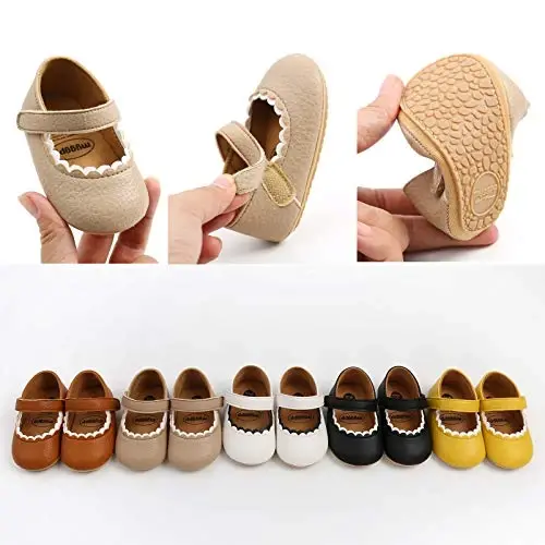 WILLFUN Baby Girls Mary Jane Flats Floral Princess Dress Crib Shoes Non-Slip for Toddler First Walkers - 6