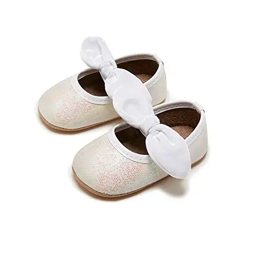 WILLFUN Baby Girls Mary Jane Flats Floral Princess Dress Crib Shoes Non-Slip for Toddler First Walkers 