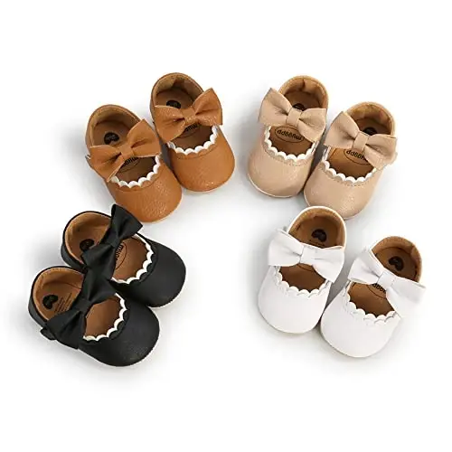 WILLFUN Baby Girls Mary Jane Flats Floral Princess Dress Crib Shoes Non-Slip for Toddler First Walkers - WILLFUN (1)
