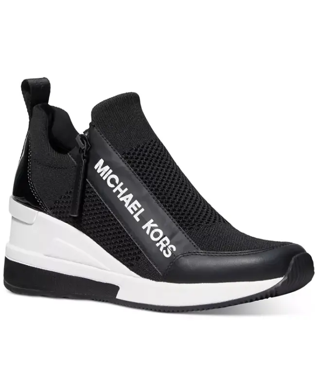 Women's Willis Trainer Wedge Sneakers - Black Knit - MICHAEL KORS