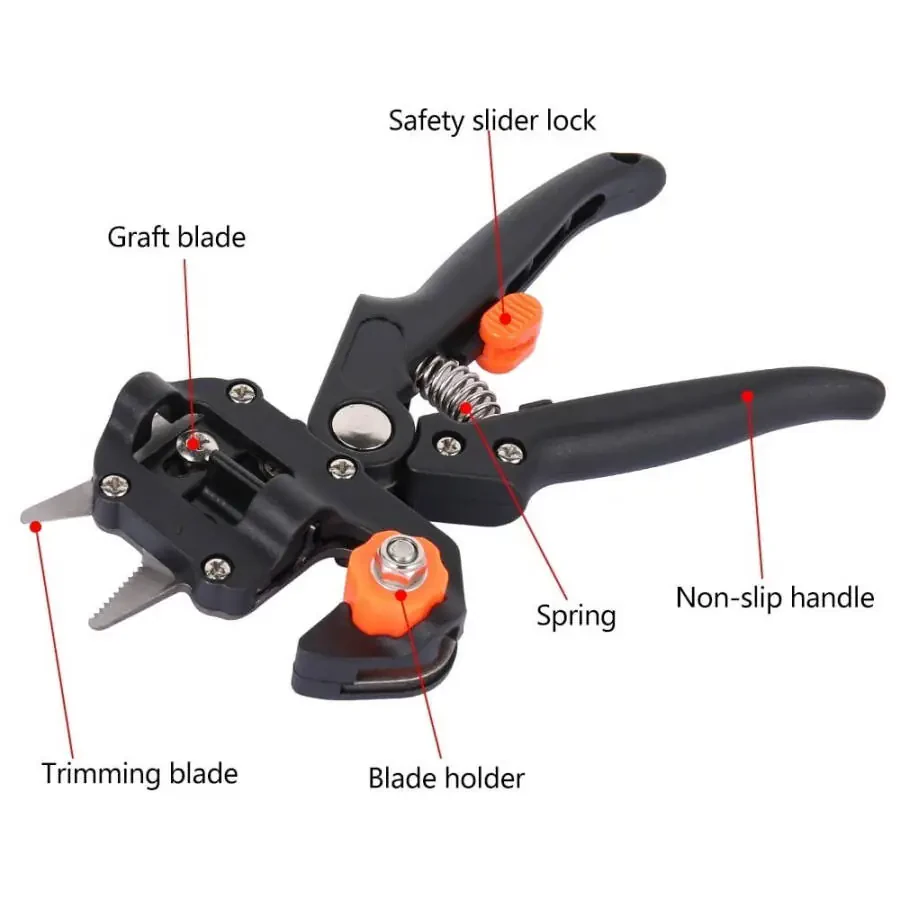 Willstar New Grafting Machine Garden Tools with 3 Blades Chopper Tree Grafting Tools Secateurs Scissors Grafting KIT- - 5