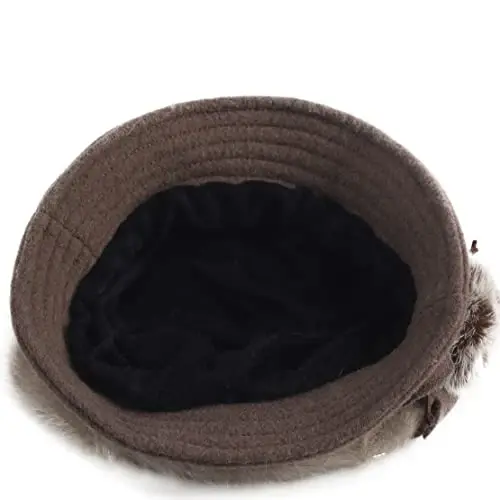 Wimdream Women Angola Wool Winter Hats - Felt Wool Beanie Beret Bucket Hats with Bill - Cabbie Newsboy Cap- Handmade - 6