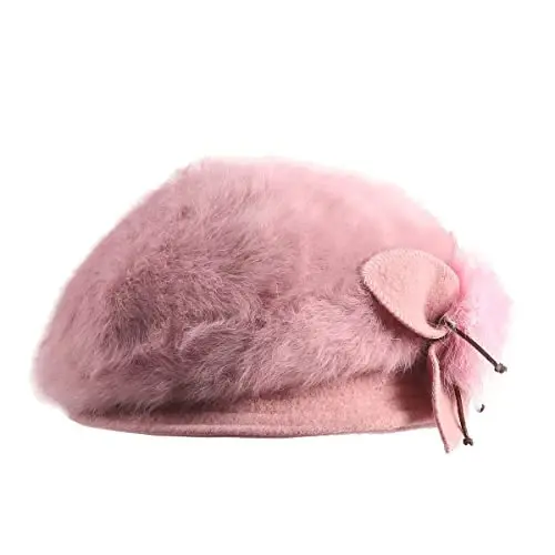 Wimdream Women Angola Wool Winter Hats - Felt Wool Beanie Beret Bucket Hats with Bill - Cabbie Newsboy Cap- Handmade - 5